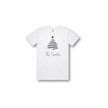Load image into Gallery viewer, Personalised Men's Christmas T-Shirts Ribbon Tree