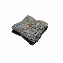 Load image into Gallery viewer, Crochet Dish Cloth 2 Pk - Silver and Dark Grey