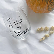 Load image into Gallery viewer, Drink Up Witches Stemless Wine Glass