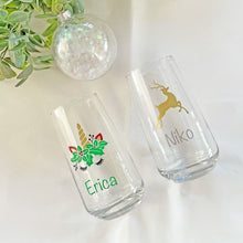 Load image into Gallery viewer, Personalised Rudolph Christmas Glass