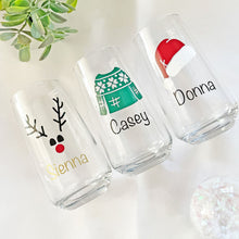Load image into Gallery viewer, Personalised Rudolph Christmas Glass