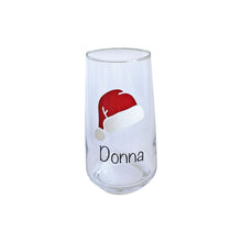 Load image into Gallery viewer, Personalised Santa Hat Christmas Glass