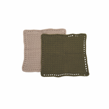 Load image into Gallery viewer, Crochet Dish Cloth 2 Pk - Natural and Olive
