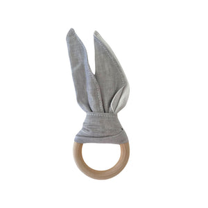 Alfie Bunny Ear Teether Soft Grey