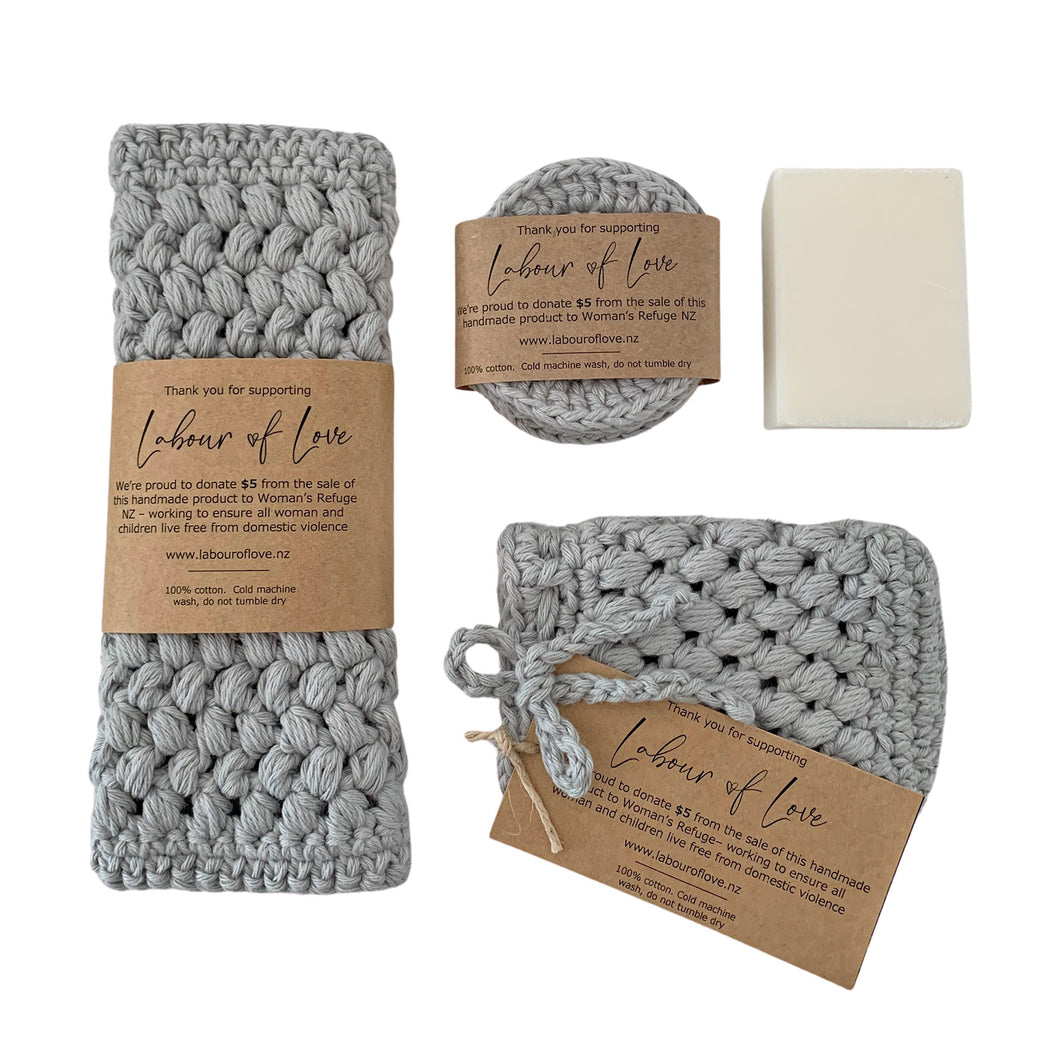 Bath Gift Set Grey With Free Soap