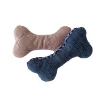 Load image into Gallery viewer, Furry Friend Bone Toy Plush Pink and Denim
