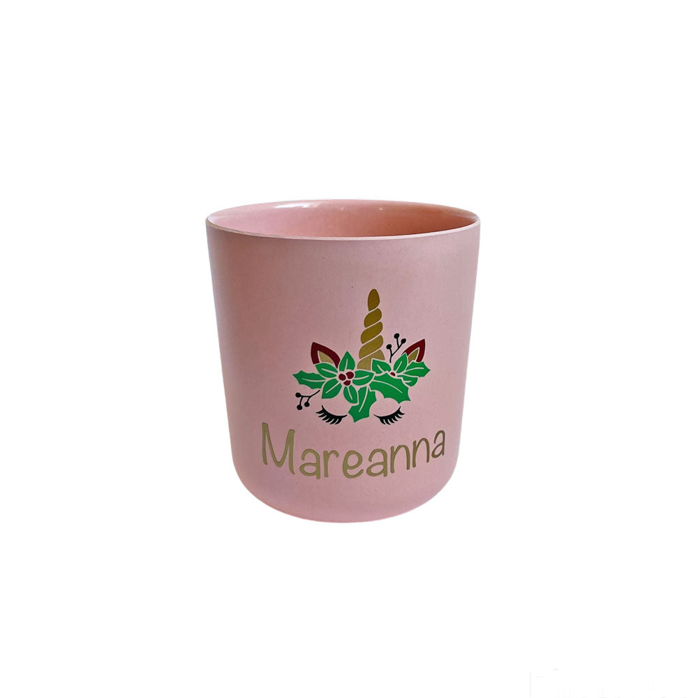 Personalised Christmas Unicorn Bamboo Cup