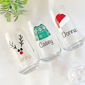 Personalised Rudolph Christmas Glass