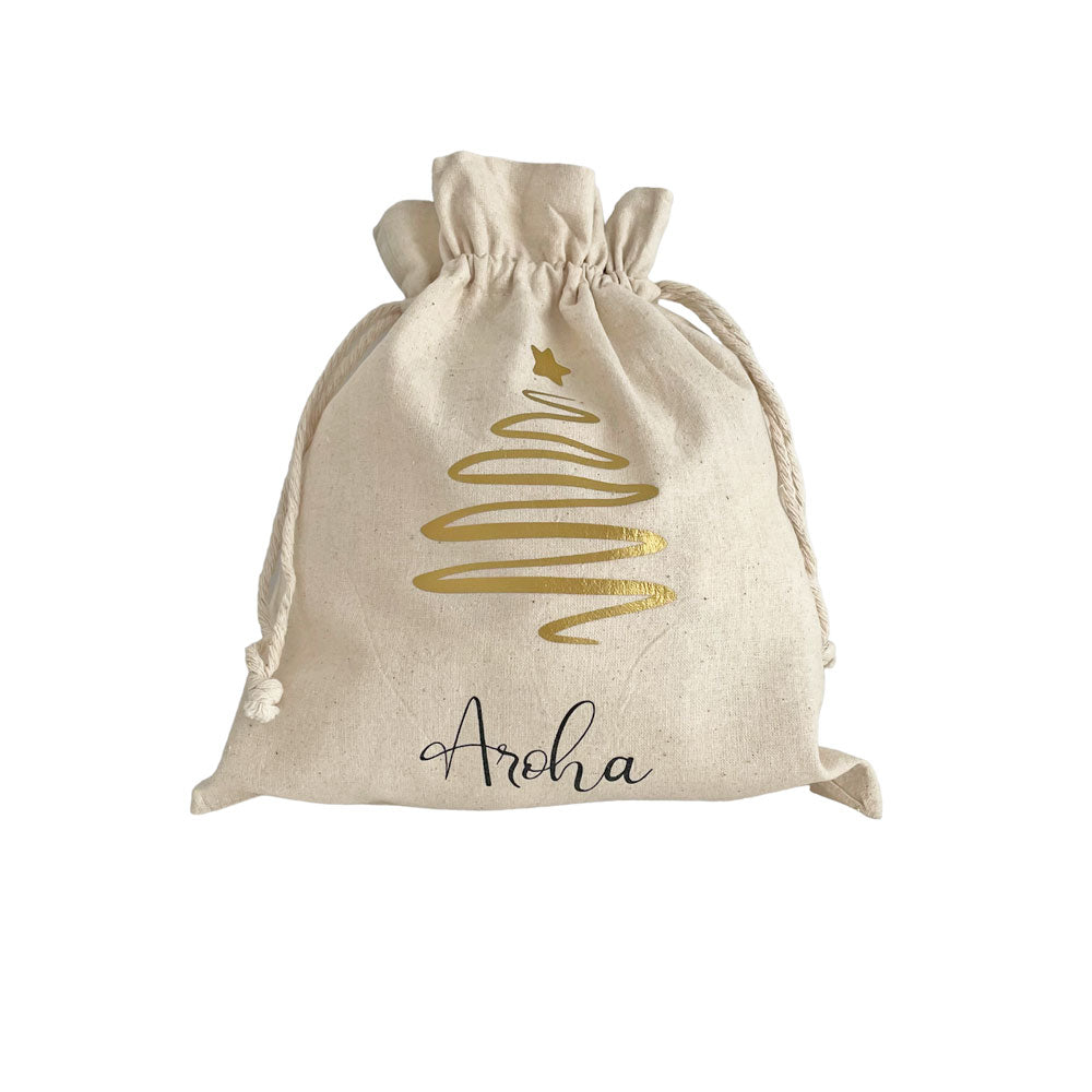 Santa Sack Gold Tree Small - Personalised