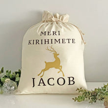 Load image into Gallery viewer, Santa Sack Gold Reindeer - Personalised
